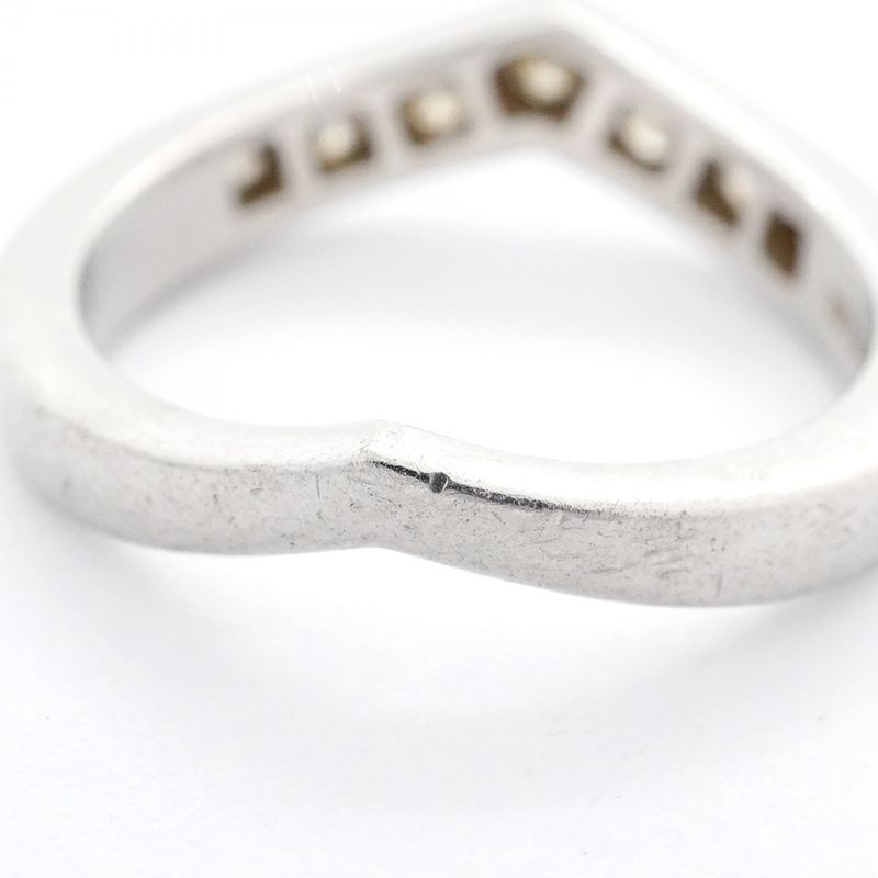 Tiffany & Co Ring V Band 7PD Pt950 Platinum Diamond #10.5 Ladies
