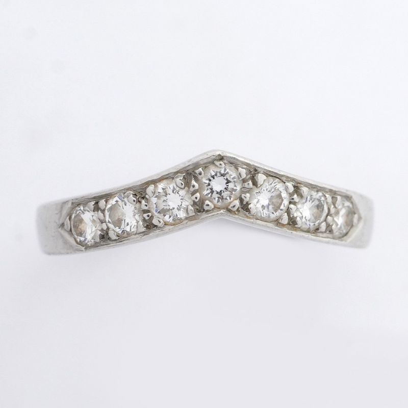 Tiffany & Co Ring V Band 7PD Pt950 Platinum Diamond #10.5 Ladies