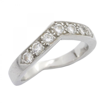 Tiffany & Co Ring V Band 7PD Pt950 Platinum Diamond #10.5 Ladies