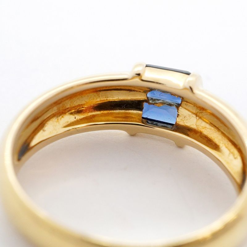Tiffany & Co Stacking Ring 18K Yellow Gold Yellow Gold Sapphire Blue #9 Ladies