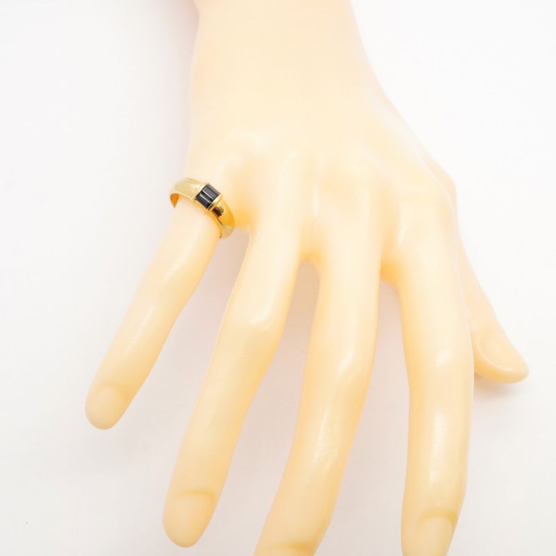 Tiffany & Co Stacking Ring 18K Yellow Gold Yellow Gold Sapphire Blue #9 Ladies