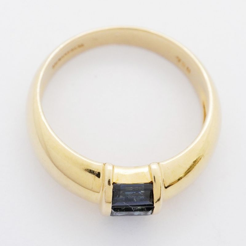 Tiffany & Co Stacking Ring 18K Yellow Gold Yellow Gold Sapphire Blue #9 Ladies