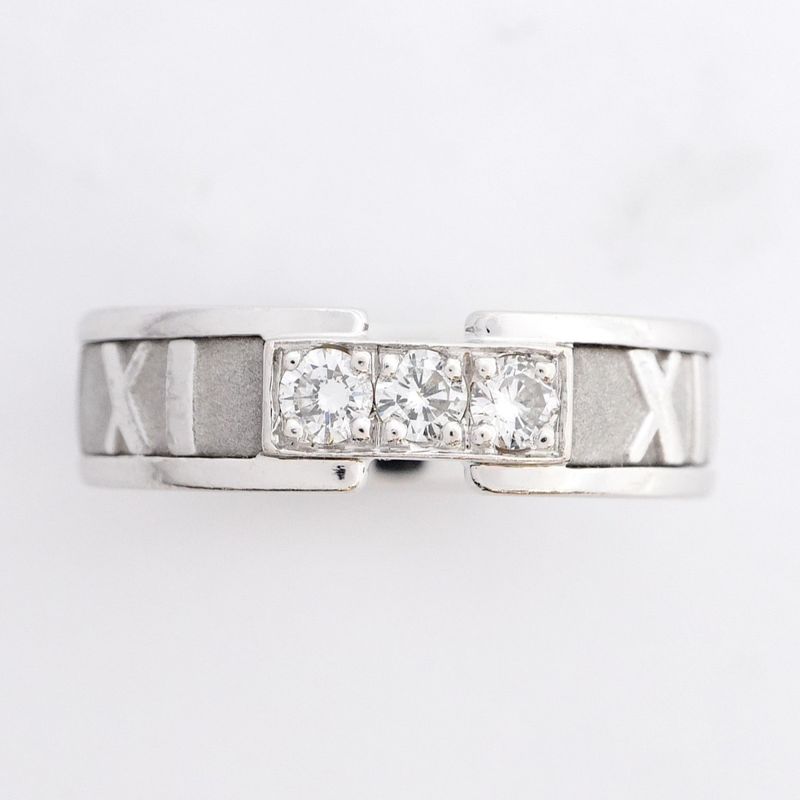 Tiffany & Co Ring Atlas 3PD 18K White Gold White Gold Diamond #10 Ladies