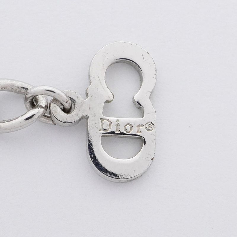 Christian Dior Necklace Trotter Metal Silver White Blue Women's