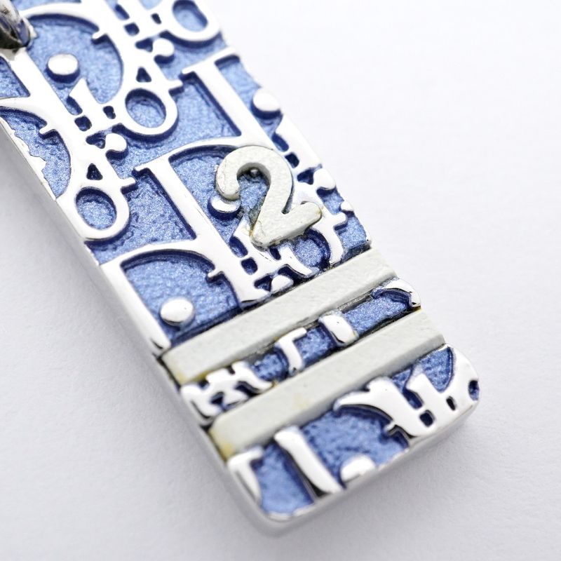 Christian Dior Necklace Trotter Metal Silver White Blue Women's