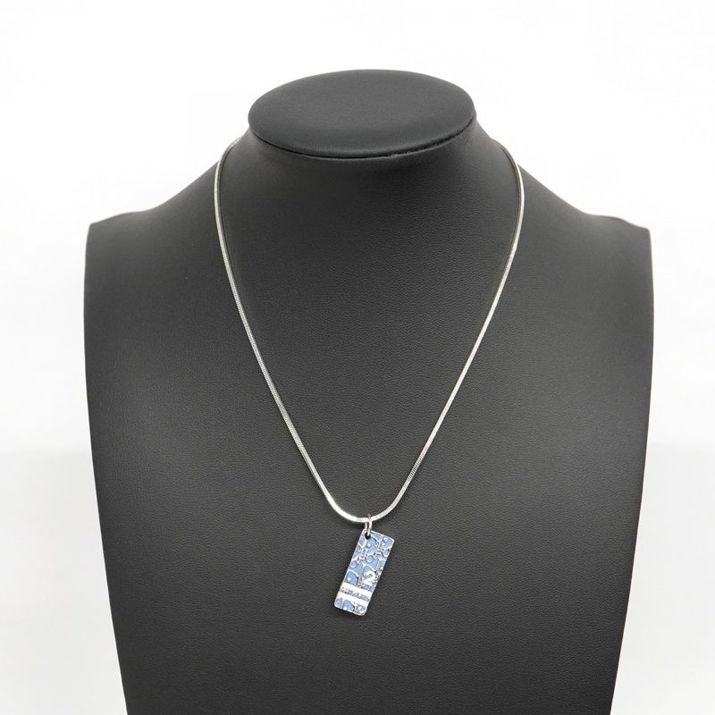 Christian Dior Necklace Trotter Metal Silver White Blue Women's