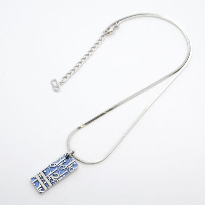 Christian Dior Necklace Trotter Metal Silver White Blue Women's