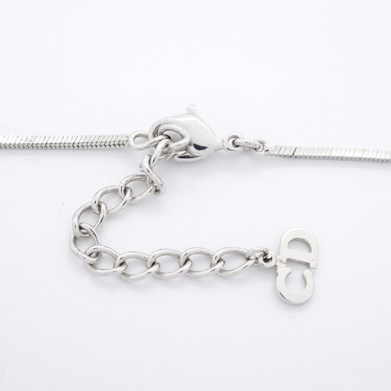 Christian Dior Necklace Trotter Metal Silver White Blue Women's