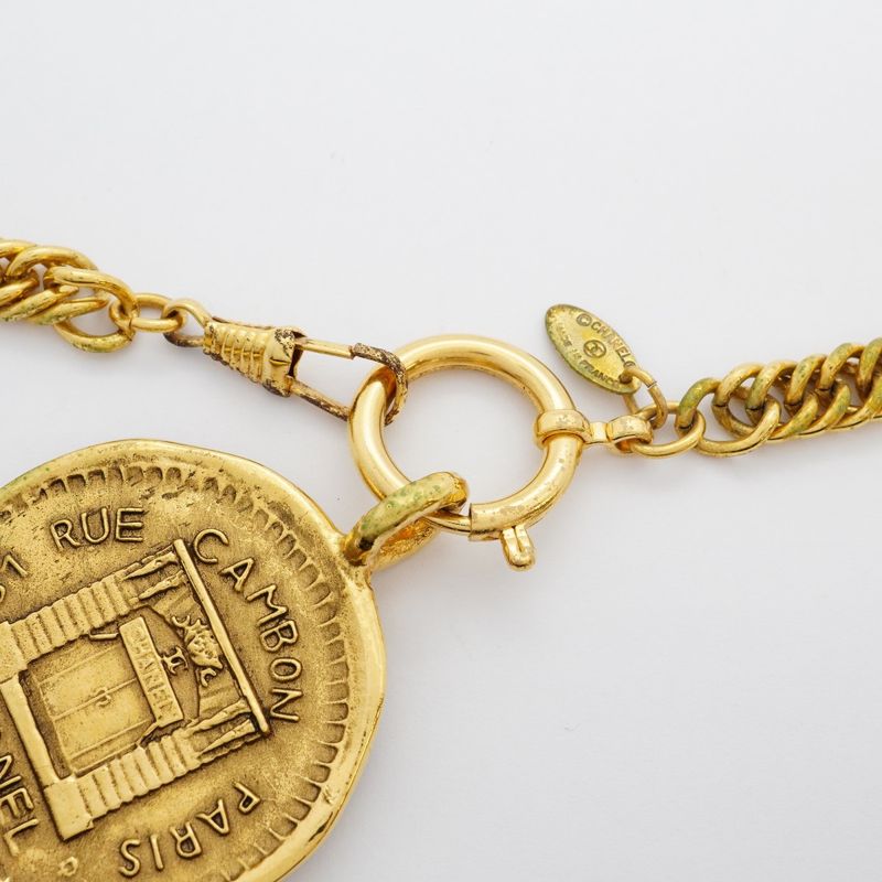 Chanel Necklace Vintage Chanel Logo Cambon Round Shape Circle Medal Motif GP