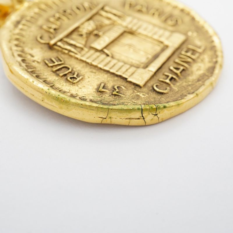 Chanel Necklace Vintage Chanel Logo Cambon Round Shape Circle Medal Motif GP