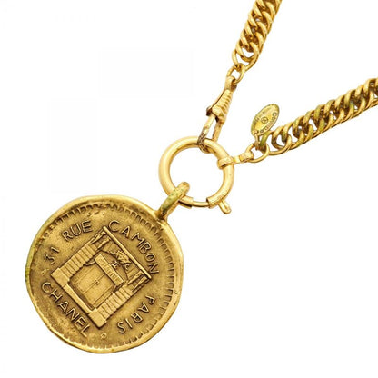 Chanel Necklace Vintage Chanel Logo Cambon Round Shape Circle Medal Motif GP