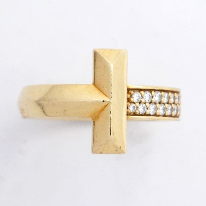Tiffany & Co Ring T One 18K Yellow Gold Yellow Gold Diamond 0.24ct 15.5 Men