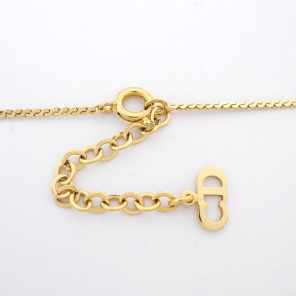 Christian Dior Necklace CD Logo GP Plated Rhinestone Gold Ladies