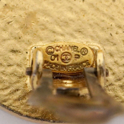 Chanel Earrings Coco Mark Round Shape Circle GP Plated Gold Red Ladies