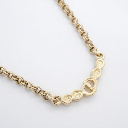 Christian Dior Necklace CD Logo GP Plated Rhinestone Gold Ladies
