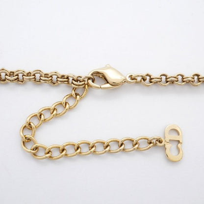 Christian Dior Necklace CD Logo GP Plated Rhinestone Gold Ladies