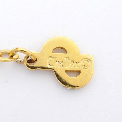 Christian Dior Necklace CD Logo GP Plated Rhinestone Gold Ladies