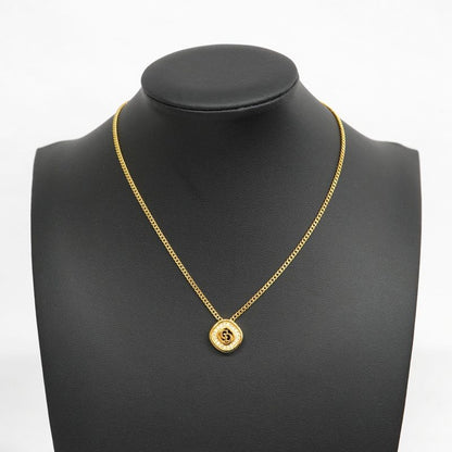 Christian Dior Necklace CD Logo GP Plated Rhinestone Gold Ladies