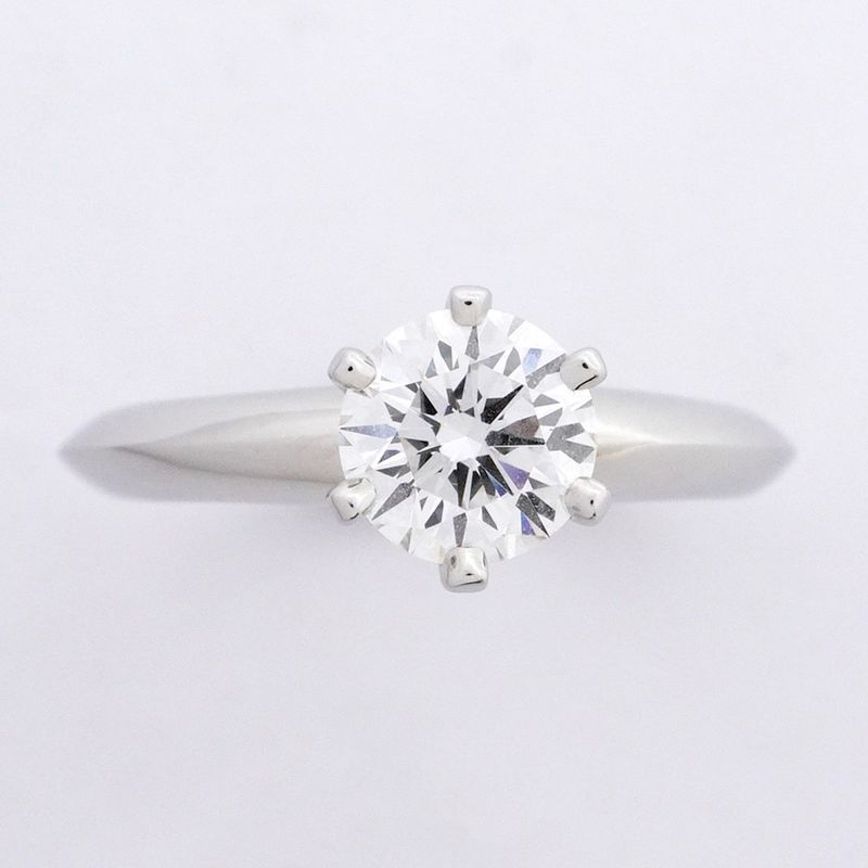 Tiffany & Co Ring Solitaire 1PD Pt950 Platinum Diamond 0.72ct 8 Ladies