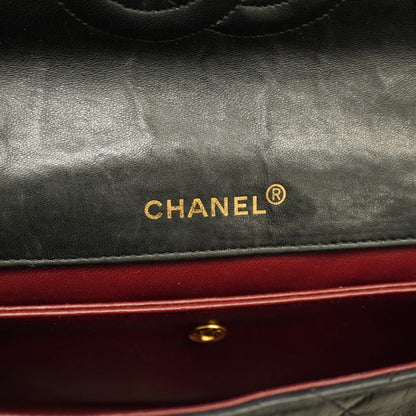 Chanel Shoulder Bag Matelasse Lambskin Black Gold Hardware Women