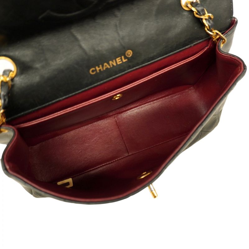 Chanel Shoulder Bag Matelasse Lambskin Black Gold Hardware Women