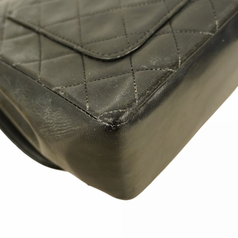 Chanel Shoulder Bag Matelasse Lambskin Black Gold Hardware Women