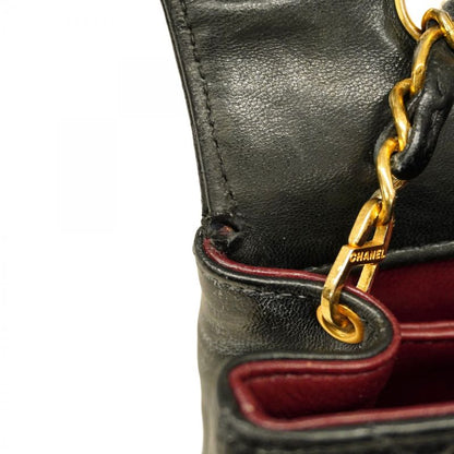 Chanel Shoulder Bag Matelasse Lambskin Black Gold Hardware Women