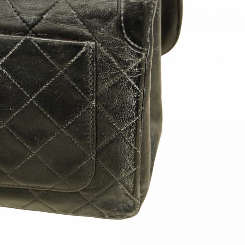 Chanel Shoulder Bag Matelasse Lambskin Black Gold Hardware Women