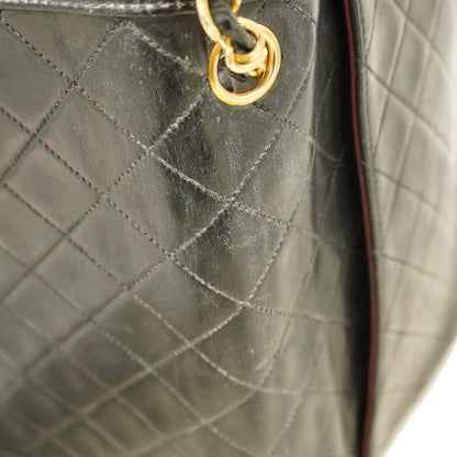 Chanel Shoulder Bag Matelasse Lambskin Black Gold Hardware Women