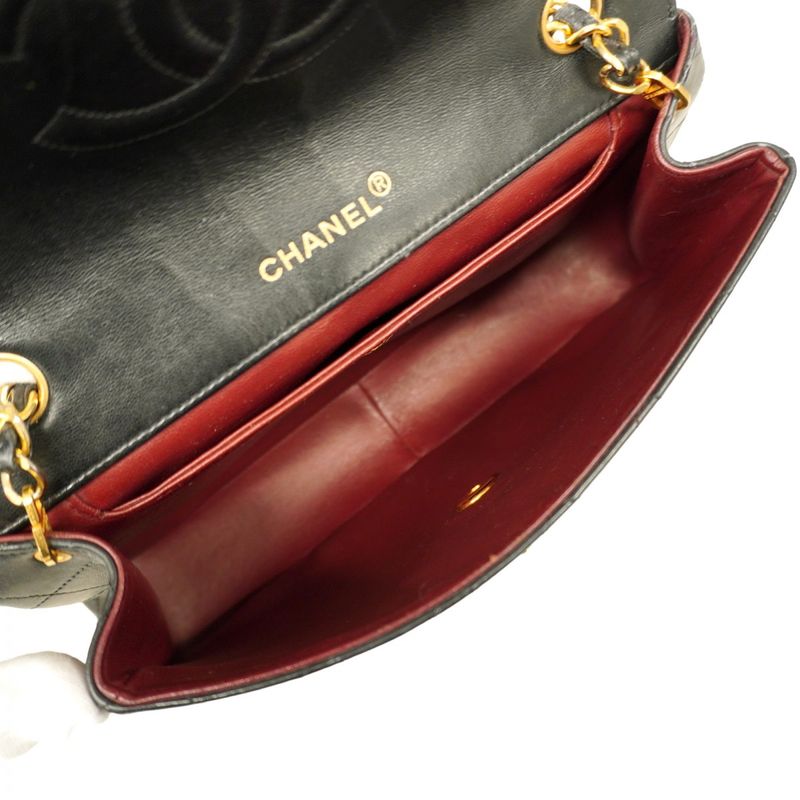 Chanel Shoulder Bag Matelasse Lambskin Black Gold Hardware Women