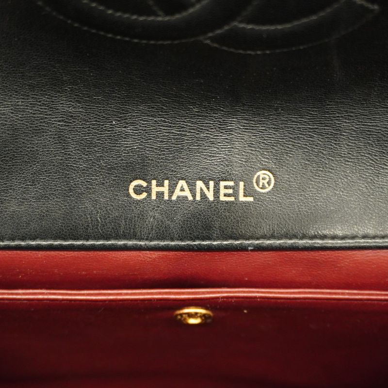 Chanel Shoulder Bag Matelasse Lambskin Black Gold Hardware Women
