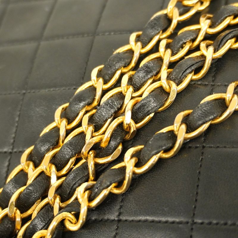 Chanel Shoulder Bag Matelasse Lambskin Black Gold Hardware Women
