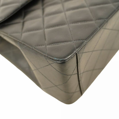 Chanel Shoulder Bag Deka Matelasse Lambskin Black Gold Hardware Women