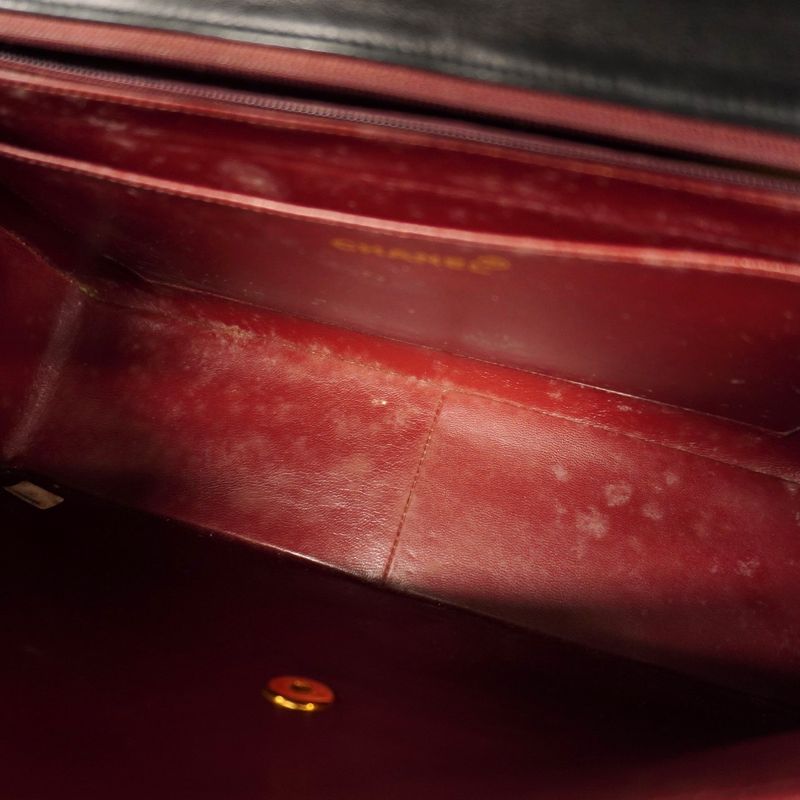 Chanel Shoulder Bag Deka Matelasse Lambskin Black Gold Hardware Women