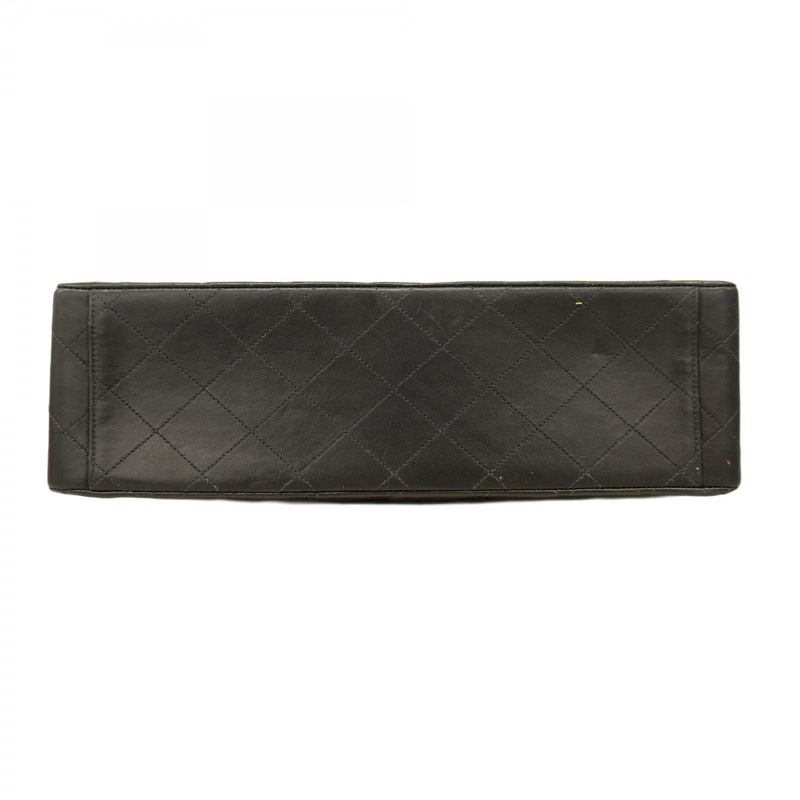 Chanel Shoulder Bag Deka Matelasse Lambskin Black Gold Hardware Women