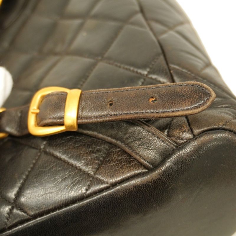 Chanel Backpack Daypack Matelasse Lambskin Black Gold Hardware Women