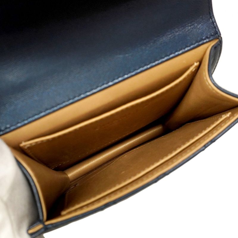 Chanel Shoulder Bag Matelasse Lambskin Navy Gold Hardware Women