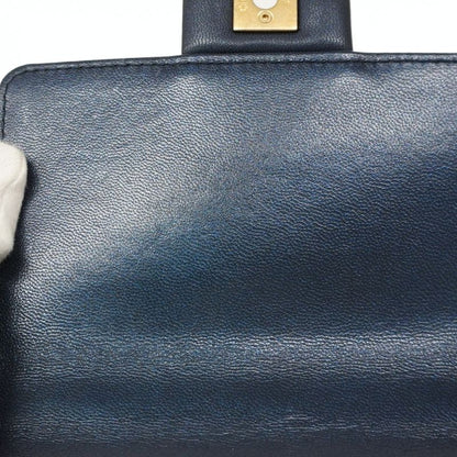 Chanel Shoulder Bag Matelasse Lambskin Navy Gold Hardware Women