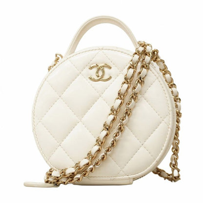 Chanel Shoulder Bag Matelasse Lambskin White Chien Pan Gold Hardware Women