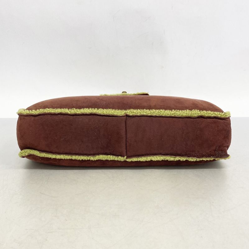 Chanel Handbag Mouton Brown Green Gold Hardware Women