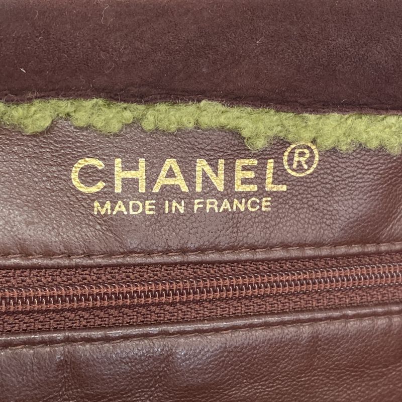 Chanel Handbag Mouton Brown Green Gold Hardware Women