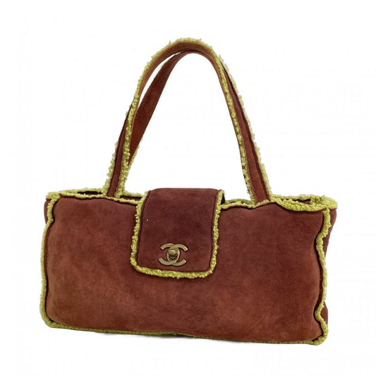 Chanel Handbag Mouton Brown Green Gold Hardware Women