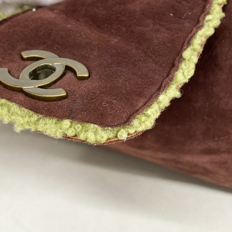 Chanel Handbag Mouton Brown Green Gold Hardware Women
