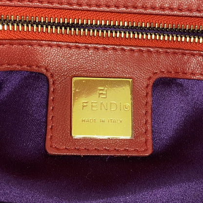 Fendi Handbag Mamma Bucket Suede Red Gold Hardware Women