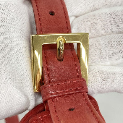 Fendi Handbag Mamma Bucket Suede Red Gold Hardware Women