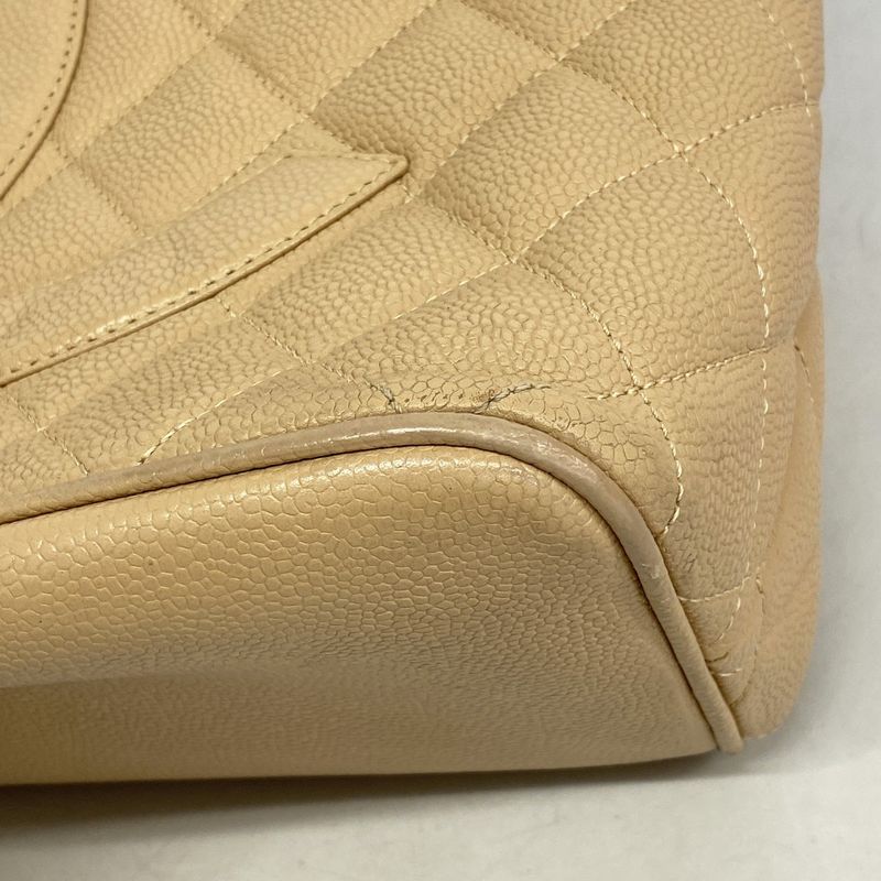 Chanel Tote Bag Revival Tote Caviar Skin Beige Gold Hardware Women's