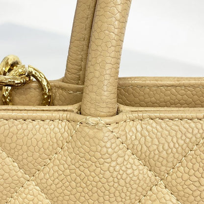 Chanel Tote Bag Revival Tote Caviar Skin Beige Gold Hardware Women's