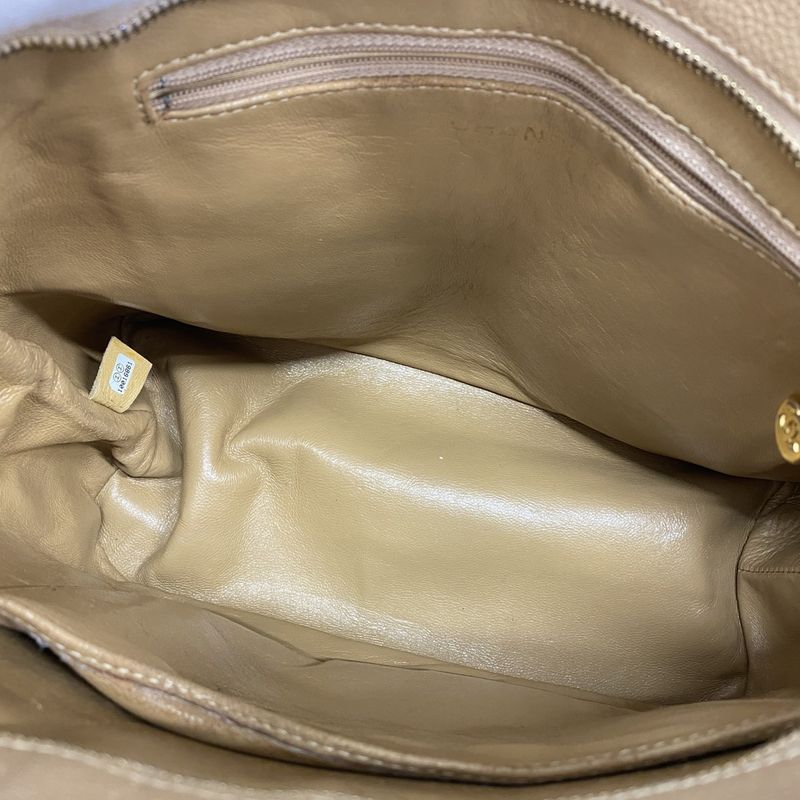 Chanel Tote Bag Revival Tote Caviar Skin Beige Gold Hardware Women's