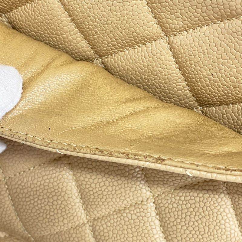 Chanel Tote Bag Revival Tote Caviar Skin Beige Gold Hardware Women's