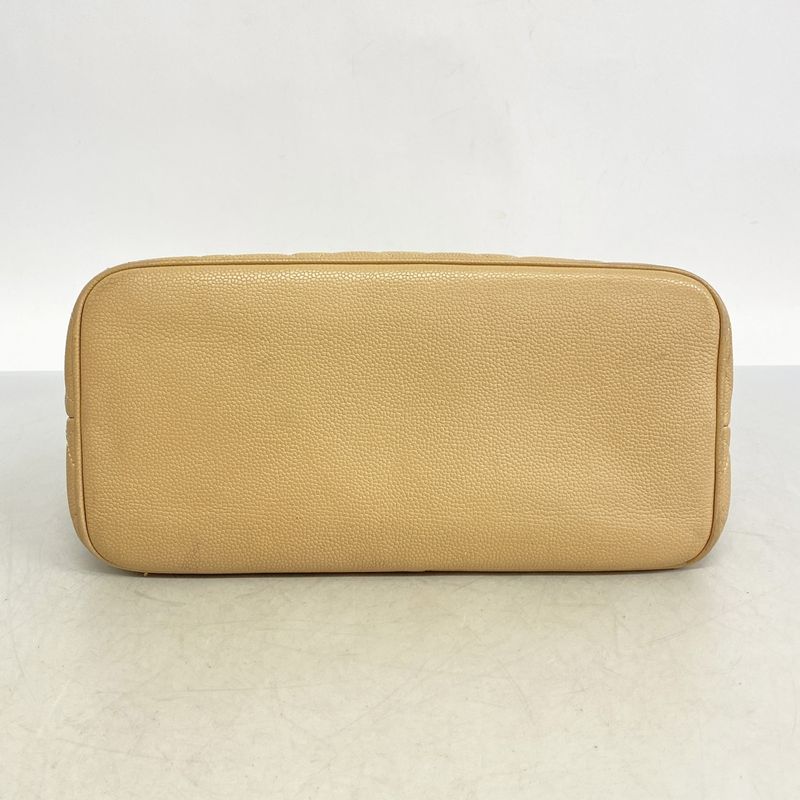 Chanel Tote Bag Revival Tote Caviar Skin Beige Gold Hardware Women's